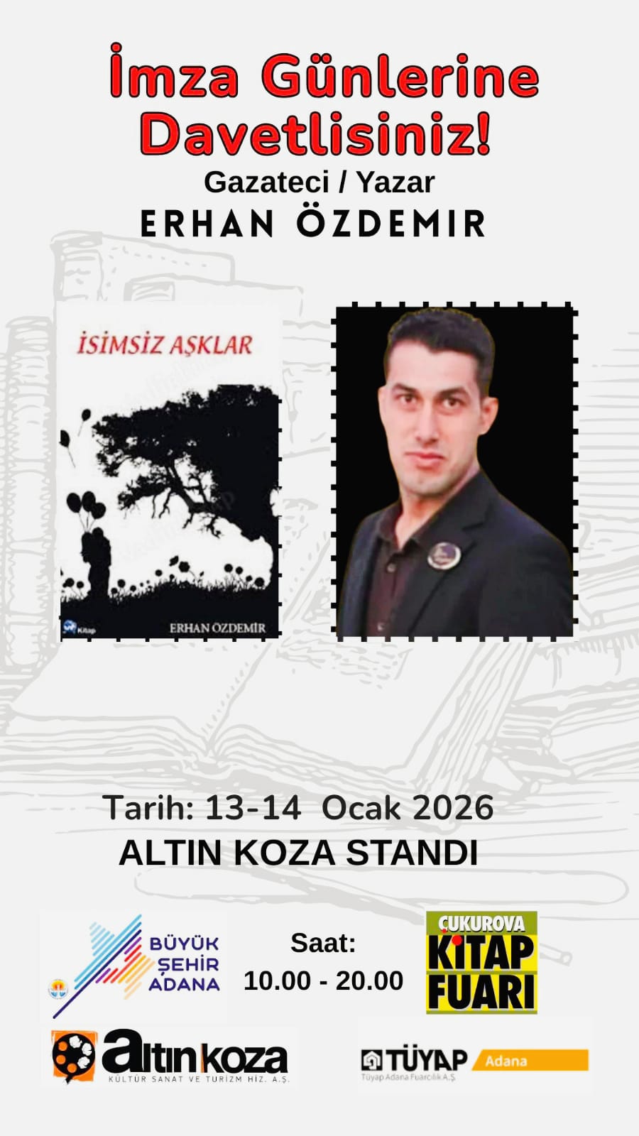 Erhan Özdemir, Çukurova Kitap Fuarı’nda Okurlarıyla Buluşuyor